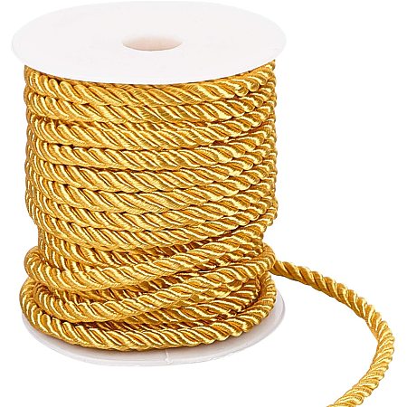 PandaHall Elite 59 Feet Twisted Rope, 5mm 3-Ply Polyester Cord Decorative Thread Trim for Home Decor, Crafts Making, Costume, Curtain Tieback, Honor Cord, Upholstery (Goldenrod)