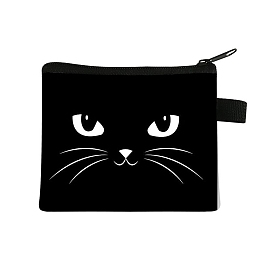 Honeyhandy Cute Cat Polyester Zipper Wallets, Rectangle Coin Purses, Change Purse for Women & Girls, Black, 11x13.5cm