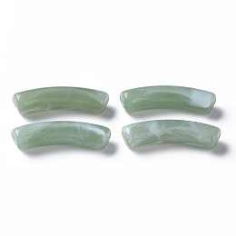 Honeyhandy Two Tone Acrylic Beads, Imitation Gemstone, Curved Tube, Dark Sea Green, 31x9.5x7.5mm, Hole: 1.8mm, about 345pcs/500g