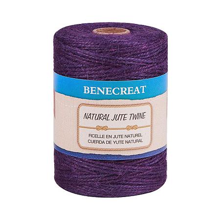 BENECREAT 656 Feet 2mm Natural Jute Twine 3Ply Purple Jute String Rope for Gardening, Gift Packing, Arts & Crafts and Party Decoration