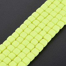 Honeyhandy Handmade Polymer Clay Beads Strands, Cube, Champagne Yellow, 6x6x6mm, Hole: 1.2mm, about 62pcs/strand, 14.84 inch~15.75 inch(37.7cm~40cm)