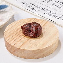 Honeyhandy Natural Red Sesame Jasper Display Decorations, Reiki Energy Stone Figurine, Sleeping Cat, 33.5x39x23.5mm