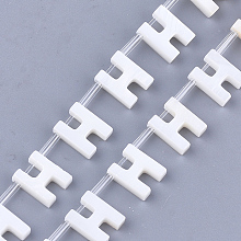 Honeyhandy Natural Freshwater Shell Beads, Top Drilled Beads, White, Letter.H, 10x7.5x3mm, Hole: 0.8mm