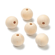 Honeyhandy Natural Unfinished Wood Beads, Round Wooden Loose Beads, Wheat, 17x16.5mm, Hole: 5mm, about 310pcs/500g