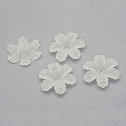 Honeyhandy Transparent Acrylic Beads, Frosted, Flower, Creamy White, 32.5x29.5x8.5mm, Hole: 1.5mm, about 292pcs/500g