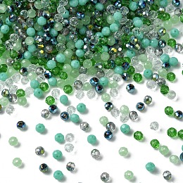 Honeyhandy Glass Beads, Mixed Style, Faceted Rondelle, Lime Green, 4x3.5mm, Hole: 1mm, about 500pcs/bag