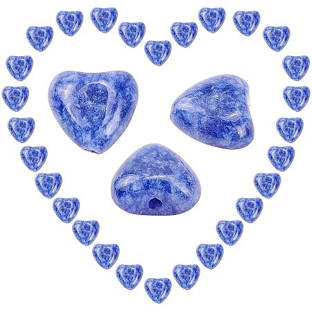 SUNNYCLUE 1 Box 40pcs Heart Stone Beads Blue Spot Jasper Carved Natural Quartz Gemstone Heart Loose Spacer Beads Healing Crystal Chakra Polished Strands for Jewelry Crafts Supplies, 10MM