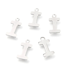 Honeyhandy 201 Stainless Steel Charms, Alphabet, Letter.I, 12x6x0.6mm, Hole: 1.2mm