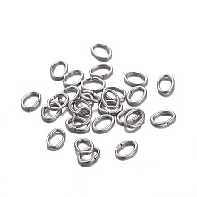 Honeyhandy 304 Stainless Steel Jump Rings, Open Jump Rings, Oval, Stainless Steel Color, 24 Gauge, 3.5x2.5x0.5mm, Inner Diameter: 1.5x2.5mm