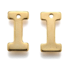 Honeyhandy 304 Stainless Steel Charms, Letter, Initial Charms, Letter.I, 11x6~12x0.8mm, Hole: 1mm