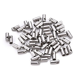 Honeyhandy 201 Stainless Steel Cord Ends, End Caps, Column, Stainless Steel Color, 7.5x3mm, Hole: 1.6mm, Inner Diameter: 2.4mm