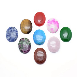 Honeyhandy Natural & Synthetic Mixed Stone Cabochons, Oval, 40x30x7.5~8mm