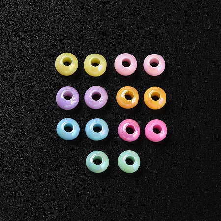 Honeyhandy Opaque Acrylic Beads, AB Color, Round, Mixed Color, 4x3.5mm, Hole: 1.6mm, about 15000pcs/500g
