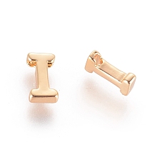 Honeyhandy Brass Charms, Nickel Free, Real 18K Gold Plated, Letter.I, 7~8.5x4~7.5x2mm, Hole: 1mm