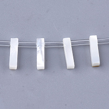 Honeyhandy Natural Sea Shell Beads, White Shell Mother of Pearl Shell, Top Drilled Beads, Letter.I, 10x2.5~11.5x3mm, Hole: 0.8mm