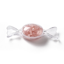 Honeyhandy Natural Rose Quartz Chip Decorates, with Transparent Plastic Storage Box, Candy, 25x82.5x23mm