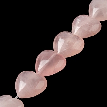 Natural Rose Quartz Beads Strands, Heart, 15x16x7.5mm, Hole: 1mm, about 12pcs/strand, 6.97''~7.09''(17.7~18cm)