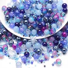 Honeyhandy Glass Beads Strands, Faceted, Round & Oval & Rondelle & Column, Mixed Color, 2~13x2~20x4~12mm, Hole: 0.5~1mm, about 75~94pcs/strand, 15.55inch(39.5cm)