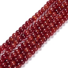 Glass Round Beads Strands, Imitation Stones, Round, Dark Red, 8~8.5x8mm, Hole: 1mm, about 43~47pcs/strand, 14.17''~15.35''(36~39cm)