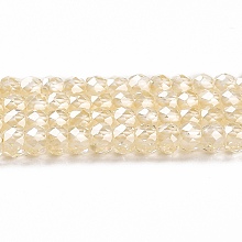 Cubic Zirconia Bead Strands, Faceted Rondelle, Light Yellow, 3x2mm, Hole: 0.6mm, about 164~172pcs/strand, 14.57~14.88 inch(37~37.8cm)