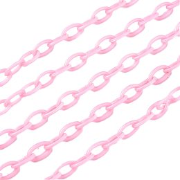 Pandahall Elite 5 Strands Plastic Cable Chains Links Pink Eyeglass Chain Sunglasses Holder Eyewear Retainer Strap Necklaces Chain for Women and Men (16 Inches)