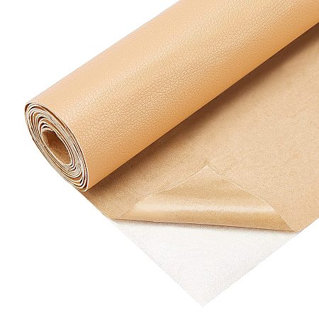 BENECREAT 11.8x53 Inch Adhesive Leather Repair Patch for Sofa Couch Car Seat Furniture (Burlywood, 0.1cm Thick)