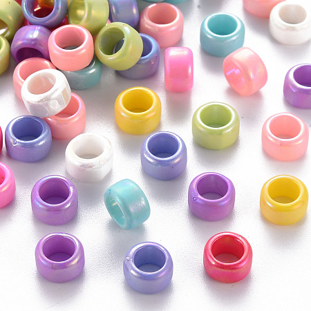 Arricraft Opaque Acrylic European Beads,  Dyed, AB Color, Large Hole Beads, Column, Mixed Color, 8x5mm, Hole: 5mm, about 2890pcs/500g