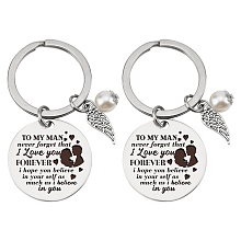 SUPERDANT 1.18" to My Man Lettering Round Keychain Stainless Steel Keychain Single Sided Engraved Husband Keychain Gifts from Wife to Husband Christmas Birthday Gifts