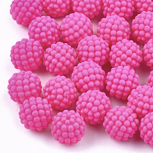 Honeyhandy Rubberized Style Acrylic Beads, Berry Beads, Combined Beads, Round, Fuchsia, 12x11.5mm, Hole: 1.6mm, about 790pcs/500g