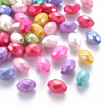 Arricraft Opaque Acrylic Beads, Dyed, AB Color, Faceted, Oval, Mixed Color, 12x8mm, Hole: 2.5mm, about 1120pcs/500g