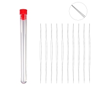 Honeyhandy Tarnish Resistant Stainless Steel Collapsible Big Eye Beading Needles, Seed Bead Needle, with Storage Tube, Red, 115~153x13mm, 11pcs/set