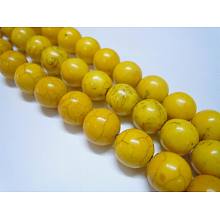 Honeyhandy 1 Strand Dyed Gold Round Synthetic Turquoise Beads Strands, 6mm, Hole: 1mm, about 67pcs/strand, 15.75 inch