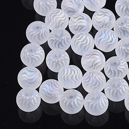 Honeyhandy Electroplate Glass Beads, Frosted, Round with Wave Pattern, Clear AB, 8~8.5mm, Hole: 1.5mm