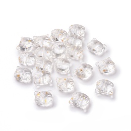 Honeyhandy Glass Beads, for Jewelry Making, Cat, Clear, 12.5x14x6.5mm, Hole: 1mm