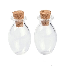 Honeyhandy Oval Glass Cork Bottles Ornament, Glass Empty Wishing Bottles, DIY Vials for Pendant Decorations, Clear, 15.5x26~30mm