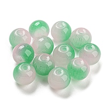 Two Tone Spray Painting Glass Beads, Imitation Jade Glass, Round, Green, 10mm, Hole: 1.8mm, 200pcs/bag