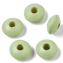 Honeyhandy Dyed Natural Beech Wood Beads, Rondelle, Yellow Green, 12x6mm, Hole: 3~4mm