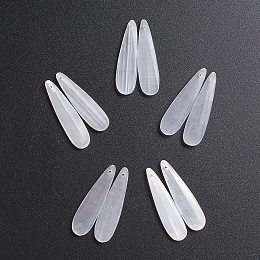 Honeyhandy Natural Selenite Pendants, for Jewelry Making, Teardrop, 45~45.5x12~12.5x4~4.5mm, Hole: 1mm