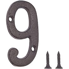 GORGECRAFT 2Pcs 3 Inch Cast Iron House Numbers Metal Home Address Numbers Mailbox Numbers Door Numbers for Outside with Screws, Number 9