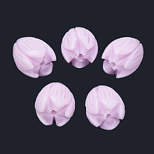 Honeyhandy Dyed Synthetic Coral Beads, Jasmine Flower, Lilac, 8~8.5x6.5~7mm, Hole: 1mm