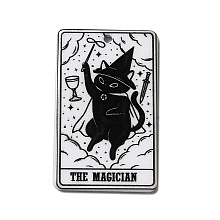 Honeyhandy Tarot Theme Printed Acrylic Pendants, Rectangle with Cat Pattern Charms, The Magician I, 39x24x2.5mm, Hole: 1.8mm