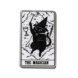 Honeyhandy Tarot Theme Printed Acrylic Pendants, Rectangle with Cat Pattern Charms, The Magician I, 39x24x2.5mm, Hole: 1.8mm