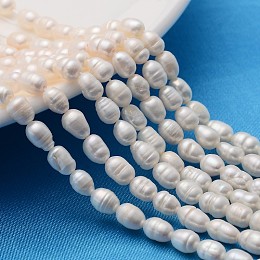 Honeyhandy Grade A Natural Cultured Freshwater Pearl Strands, Idea for Mother's Day Gift, Rice Beads, White, 4~5mm, Hole: 0.8mm, about 34~43pcs/strand, 13.19 inch(33.5cm)