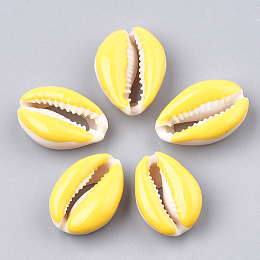 Cowrie Shell Beads, with Enamel, No Hole/Undrilled, Gold, 20~26x13~18x5~7mm