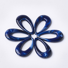 Honeyhandy Acrylic Pendants, Imitation Gemstone Style, teardrop, Dark Blue, 44.5x25.5x6mm, Hole: 1.4mm