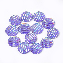 Honeyhandy Resin Cabochons, Flat Round, Medium Slate Blue, 12x3~3.5mm