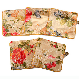 Honeyhandy Retro Square Cloth Zipper Pouches, with Tassel and  Flower Pattern, Moccasin, 11.5x11.5cm