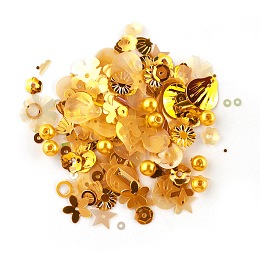 Honeyhandy Plastic Paillette Beads, Sequin Beads, Mixed Shapes, Gold, 4~19x4~13x0.1mm, Hole: 1~3.9mm