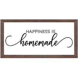 FINGERINSPIRE Happiness is Homemade Art Sign Solid Wood Framed Block Sign Funny Farmhouse Decor Sign with Arylic Layer 13x7 Inch Large Hangable Wooden Frame for Home Room Decor