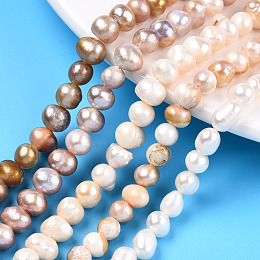 Honeyhandy Natural Cultured Freshwater Pearl Beads Strands, Potato, Mixed Color, 5~7.5x5.5~7mm, Hole: 0.7mm, about 51~57pcs/strand, 13.39 inch(34cm)